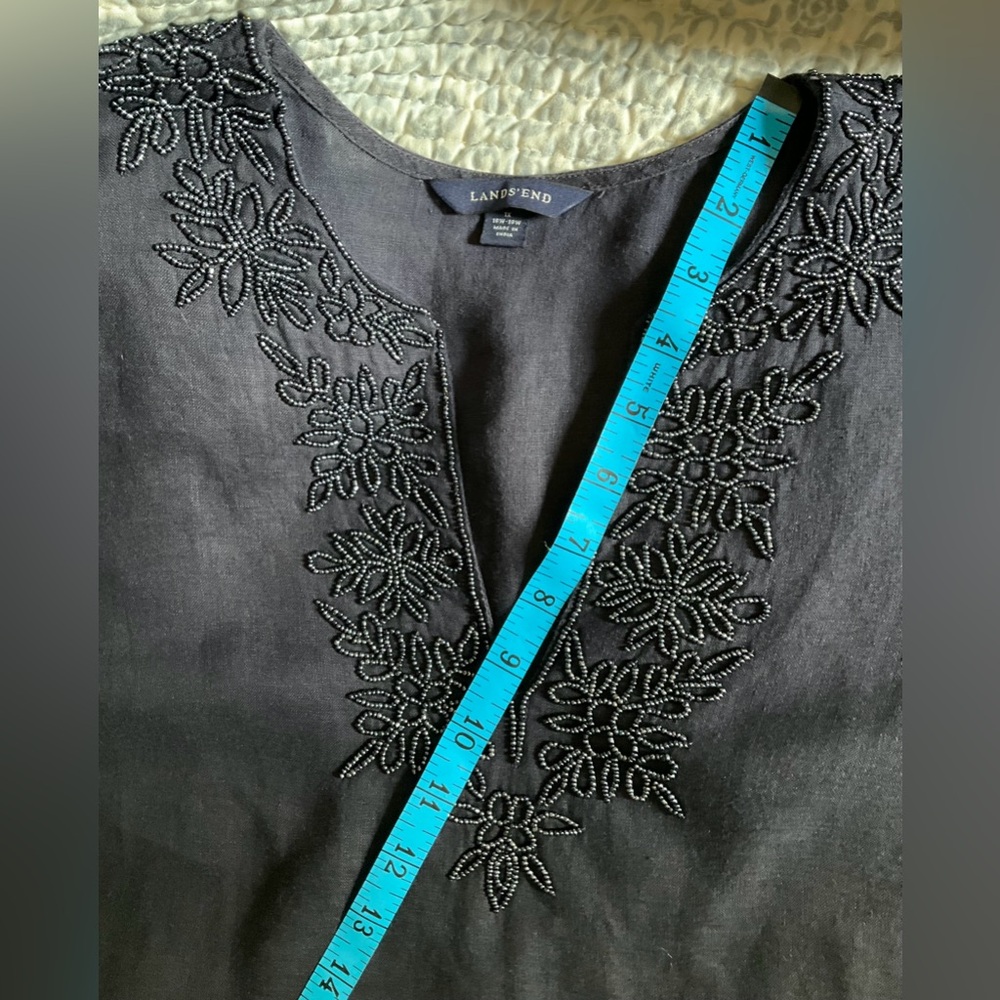 Lands’End Linen Beaded Tunic, navy blue - Picture 10 of 16